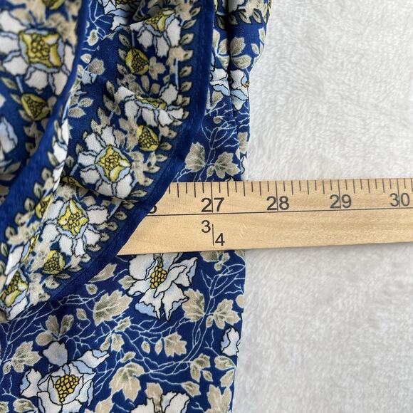 Max Studio Plus 2X Top Elbow Sleeve Ruffle Blouse Blue Floral Peasant Women's - Picture 10 of 13